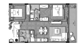 Планировка квартиры 2 спальни в ЖК Ayana Heights Seaview Residence № 11021
