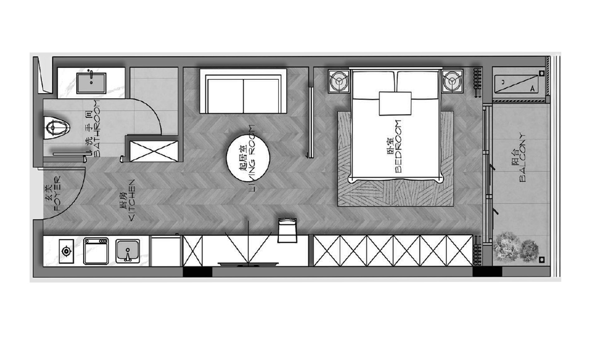 Apartment floor plan, 1 bedroom in Ayana Heights Seaview Residence No. 11019