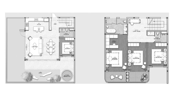 Townhouse floor plan, 4 bedrooms in Ayana Heights Seaview Residence No. 11026 (2D)