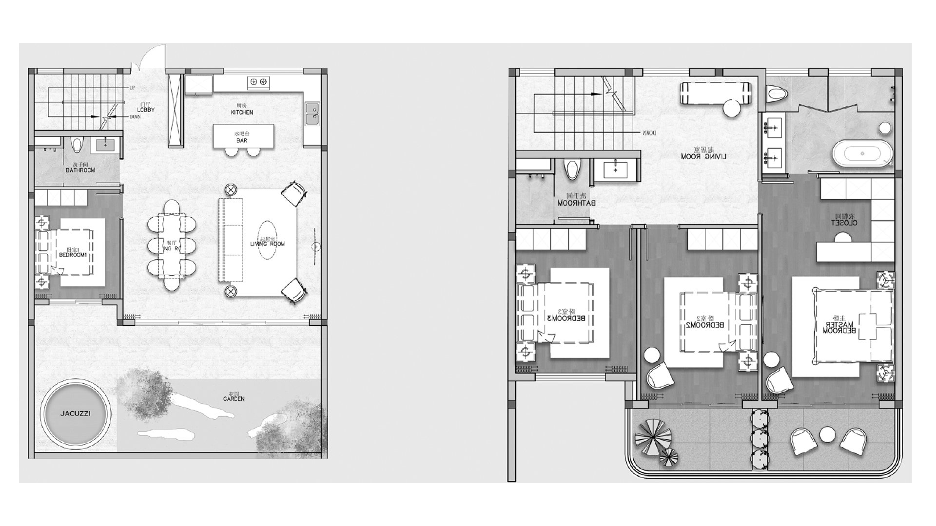 Townhouse floor plan, 4 bedrooms in Ayana Heights Seaview Residence No. 11027